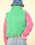 VERY J Zip Up Padded Corduroy Puffer Vest