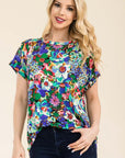 Celeste Full Size Round Neck Short Sleeve Floral T-Shirt