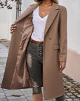 Devine Pocketed Collared Neck Long Sleeve Coat