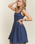 ADORA Smocked Back Square Neck Denim Dress