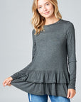 e Luna Ruffle Bottom Long Sleeve Tunic