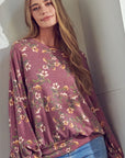 e Luna Allover Floral Print Sweatshirt