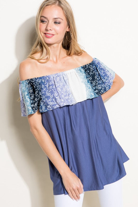 e Luna Ombre Tie Dye Off Shoulder Top