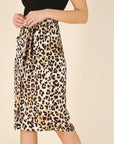 Lilou Satin Leopard Tie Skirt