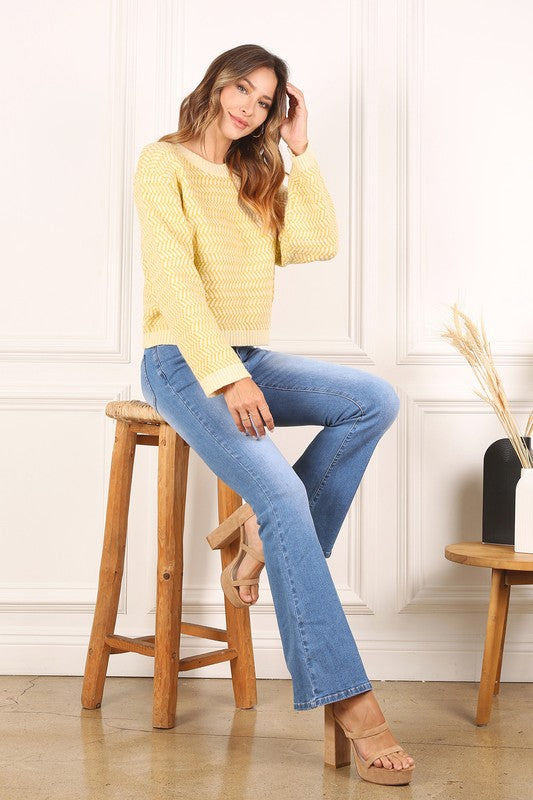 Lilou Herringbone Crew Neck Sweater