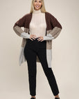 Color Block Open Front  Cardigan