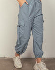 VERY J Elastic Waist Woven Cargo Pants