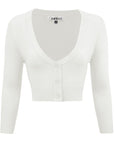 Mak Women's Cropped Bolero 3/4 Sleeve Cardigan