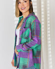 Zenana Plaid Button Up Long Sleeve Shacket