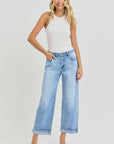 RISEN Full Size Ankle Wide Leg Cuffed Jeans Plus Size