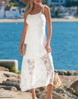Floral Lace Tie Spaghetti Straps Maxi Dress