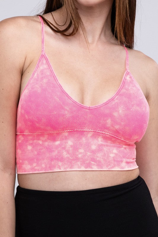 ZENANA Washed Ribbed Bra Padded Tank Top