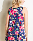 e Luna Striped Floral Mix Tank