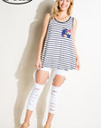 e Luna PLUS Striped Floral Mix Tank