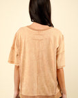 VERY J Round Neck Exposed Seam Slit T-Shirt