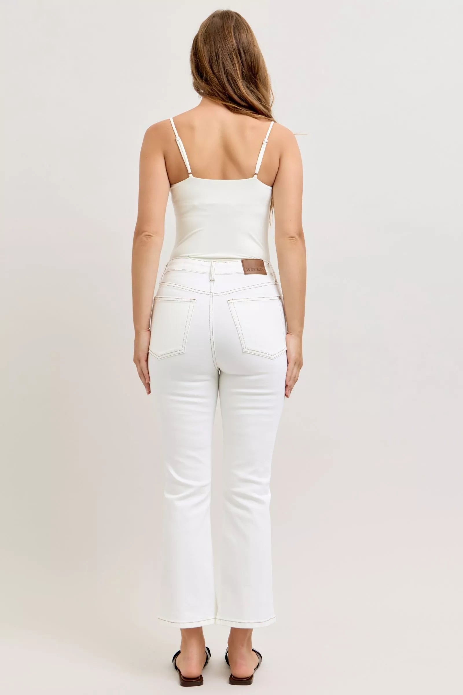 Judy Blue Contrast Stitching Cropped Flare Jeans