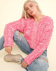 VERY J Shaggy Yarn Knit Zip Up Jacket