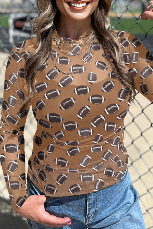 Game Day Sheer Mesh Long Sleeve Top