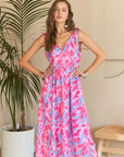 ADORA Abstract Floral V-Neck Maxi Dress