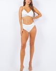 Two Piece Rouched Top and Bottom High Waisted Bikini