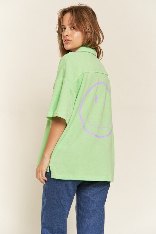 Jade By Jane Smile Face Back Shirt PLUS