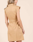 Mittoshop Cargo Pocket Half Button Mini Dress