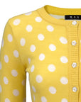 Polka Dot Jacquard 3/4 Sleeve Sweater Cardigan