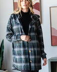 Heimish Plaid Button Down Long Sleeve Hooded Cardigan