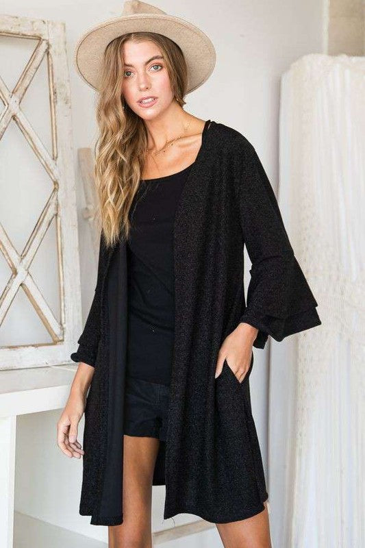 PLUS Jade by Jane Glitter Bell Sleeve Kimono Style Cardigan