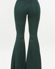 GJG Denim Leopard Bell Bottom Jean in Green- Inseam 32