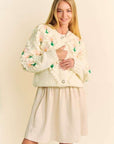 Davi & Dani Floral Pattern Button Down Cardigan