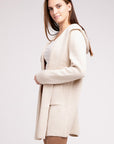 Zenana Hooded Open Front Sweater Cardigan