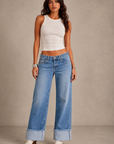 GJG Denim Golden Girl Low-Rise Wide-Leg Jeans — Medium Wash