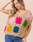 BiBi Granny Square Openwork Sweater Vest