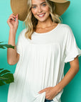 e Luna PLUS Solid Ruffled Sleeve Baby Doll Top