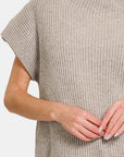 Zenana Short Sleeve Mock Neck Sweater