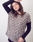 Jade by Jane Striped Animal Print Long Sleeve PLUS