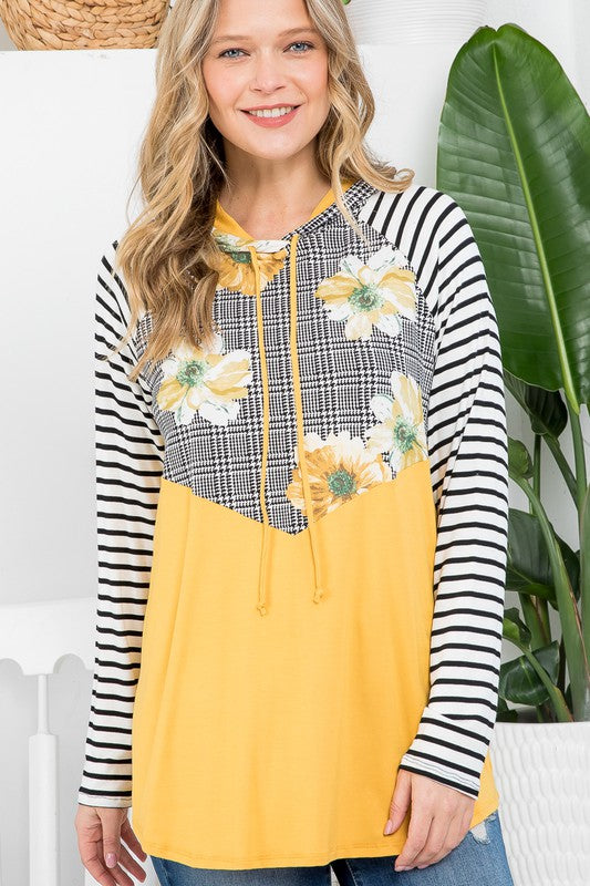 e Luna Floral Stripe Mixed Sweatshirts