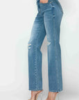 bytos Full Size Distressed High Rise Straight Jeans