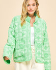 Davi & Dani Vintage Print Open Front Jacket with Pockets