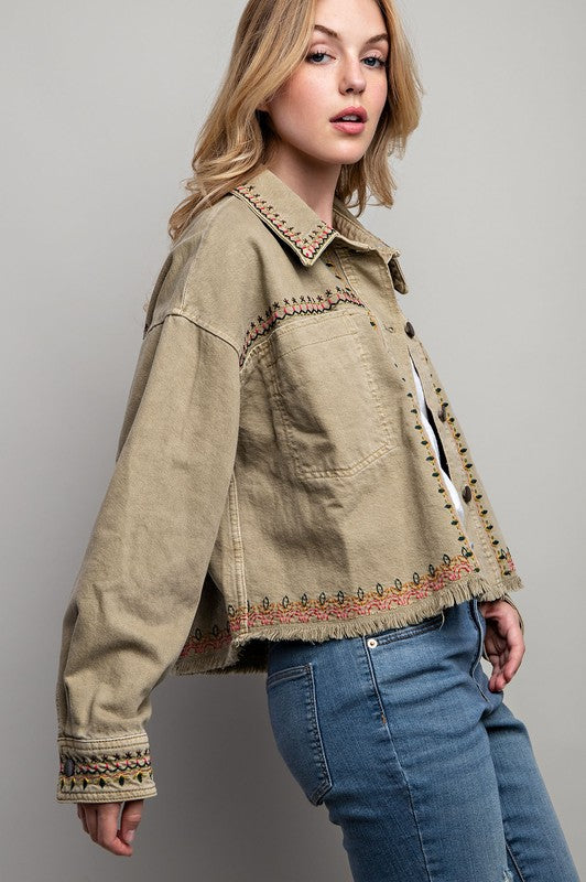 Embroidered Wash Cotton Jacket