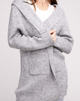 Zenana Hooded Open Front Sweater Cardigan