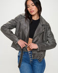 Coalition LA Zip Up Biker Jacket with Belt