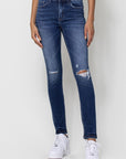 Flying Monkey Mid Rise Ankle Skinny w Distressed Hem Jean - Online Only