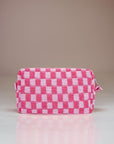 Zenana Checkered Pattern Knitted Cosmetic Pouch