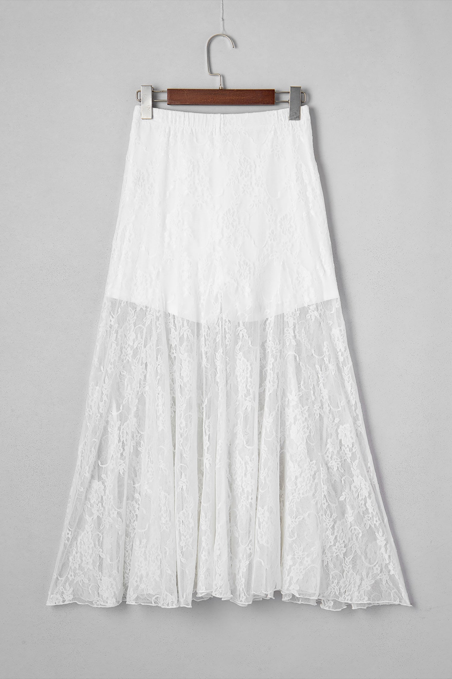 Floral Sheer Lace Flowy Maxi Skirt
