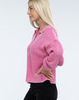 ZENANA Washed Collared Henley Sweater