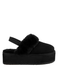 Kutchu Faux Fur Trim Platform Classic Slingback