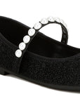 Corphee Pearl Strapped Glitter Ballerinas