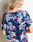 e Luna Floral Stripe Front Pocket Top